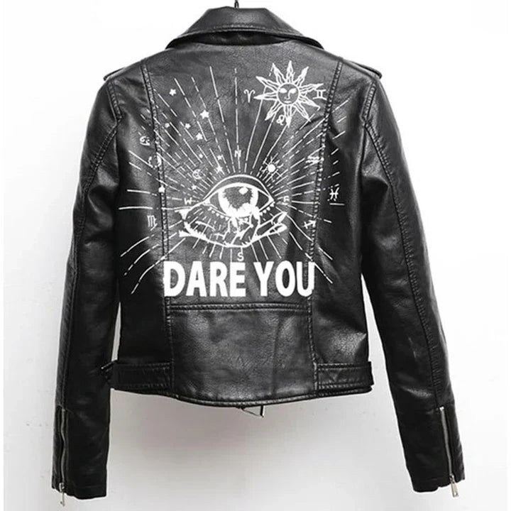 Valenzora | Leather jacket with cool print