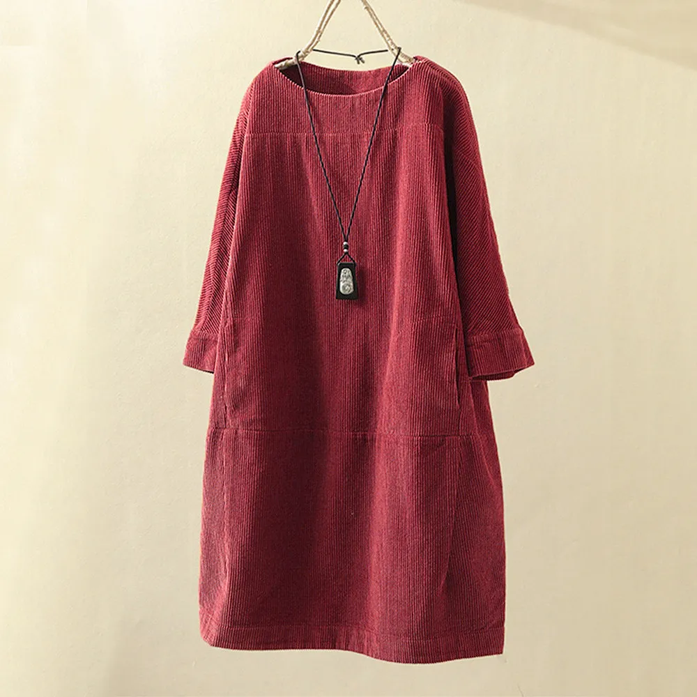 Valenzora LUNA - Vintage fall corduroy midi dress