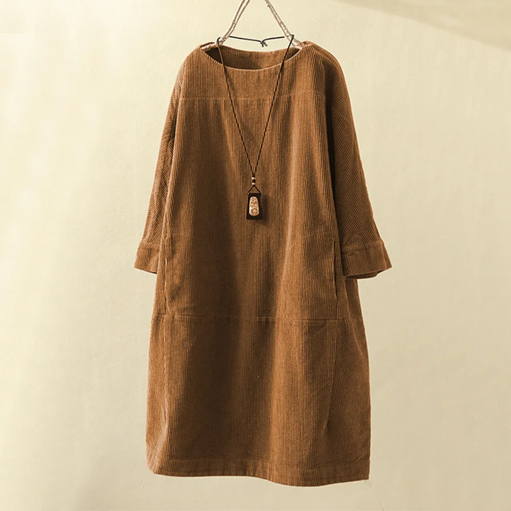 Valenzora LUNA - Vintage fall corduroy midi dress
