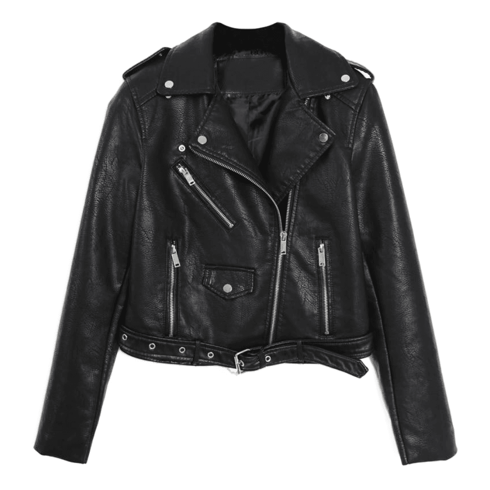Valenzora - Cool PU leather jacket with studded belt