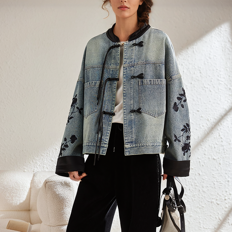 Valenzora | Vintage floral denim jacket