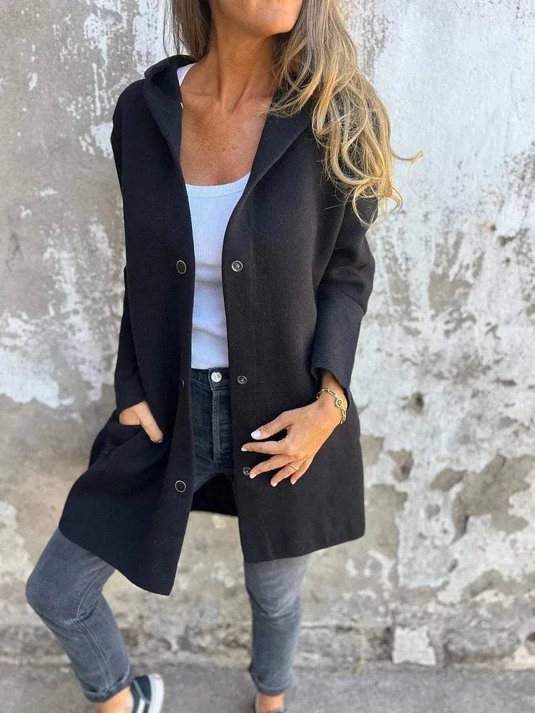 Valenzora | Lässige, einreihige Strickjacke mit Kapuze