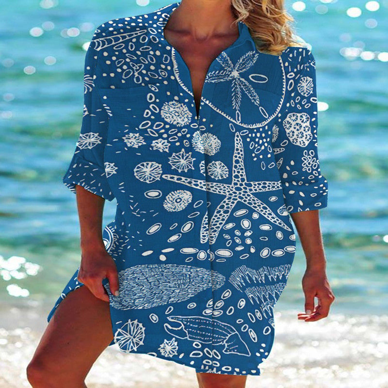 Valenzora | Bikini-Jacke Hemd Badeanzug Cardigan Damenbekleidung Print Urlaub Strandhemd