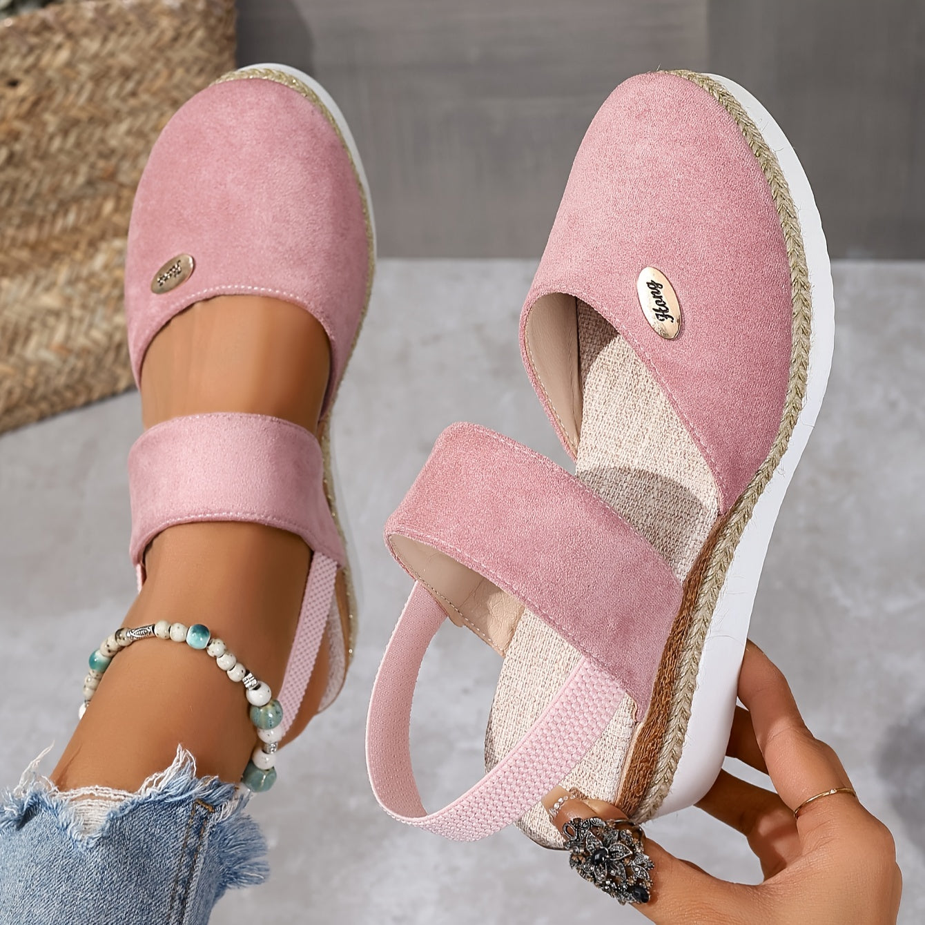 Valenzora | Women's Platform Sandals: Non-slip, Closed Toe, Elastic Strap