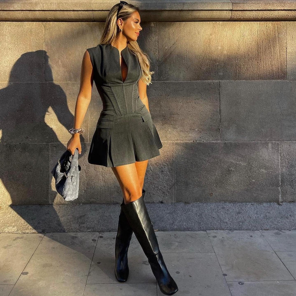 Valenzora | Mini dress with corset and pleated skirt for women