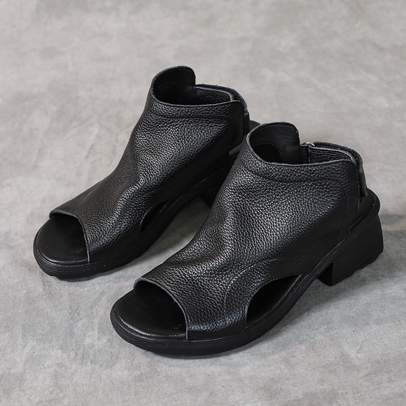 Valenzora | Genuine Leather Retro Artistic Women's Sandals Mid-High Soft Sole