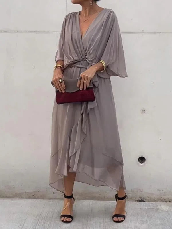 Valenzora | Stilvolles und elegantes Chiffonkleid mit V-Ausschnitt