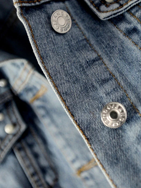 Valenzora | Casual denim jacket with pearls for women