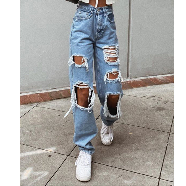 Valenzora women's jeans with rips and washed effect