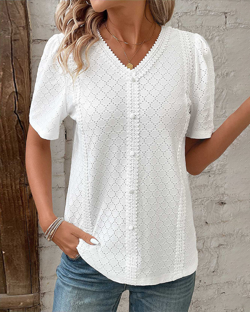 Valenzora | Solid-color top with bubble sleeves