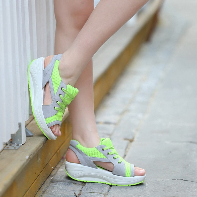 Gina™ - Sandals with contrasting lace-up neckline Last Day Discount]