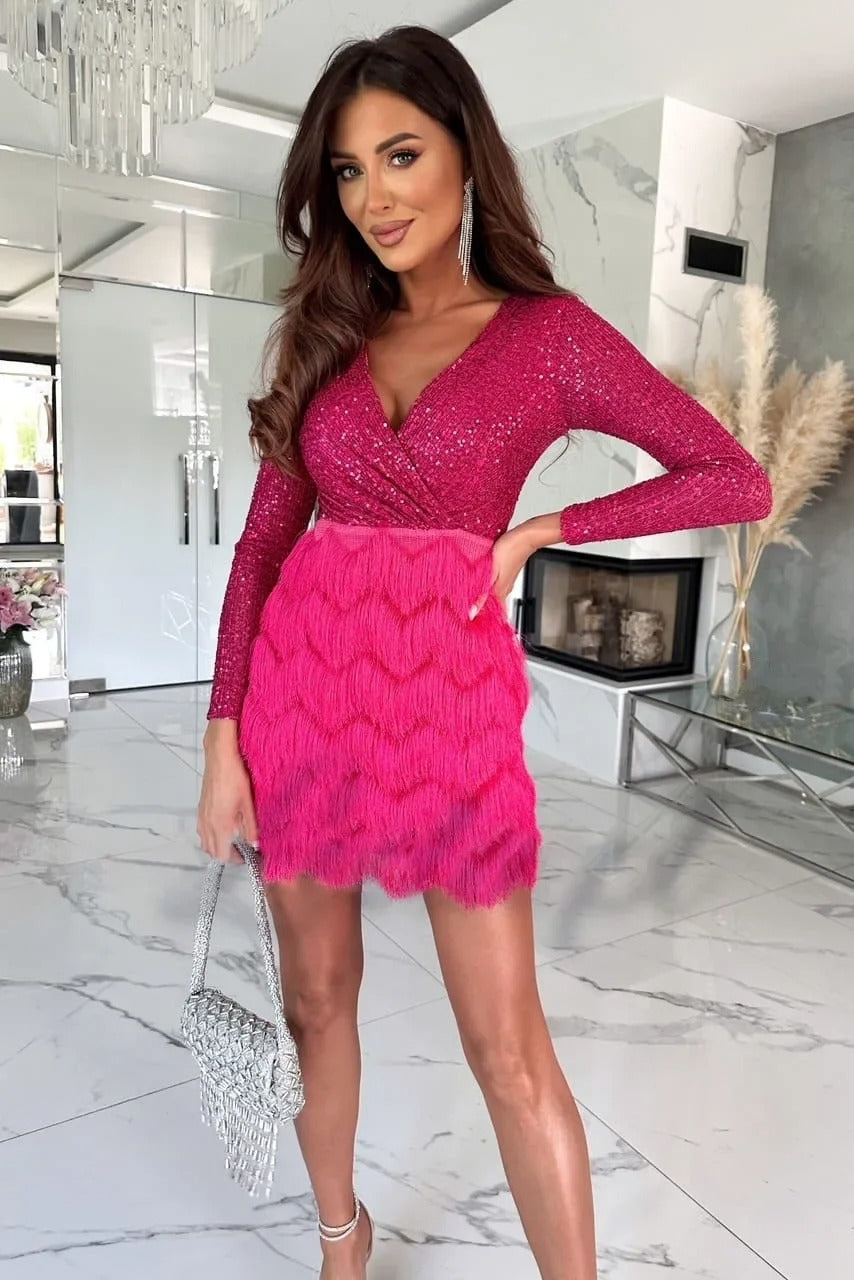 Valenzora | Stylish party dress with feather sequins