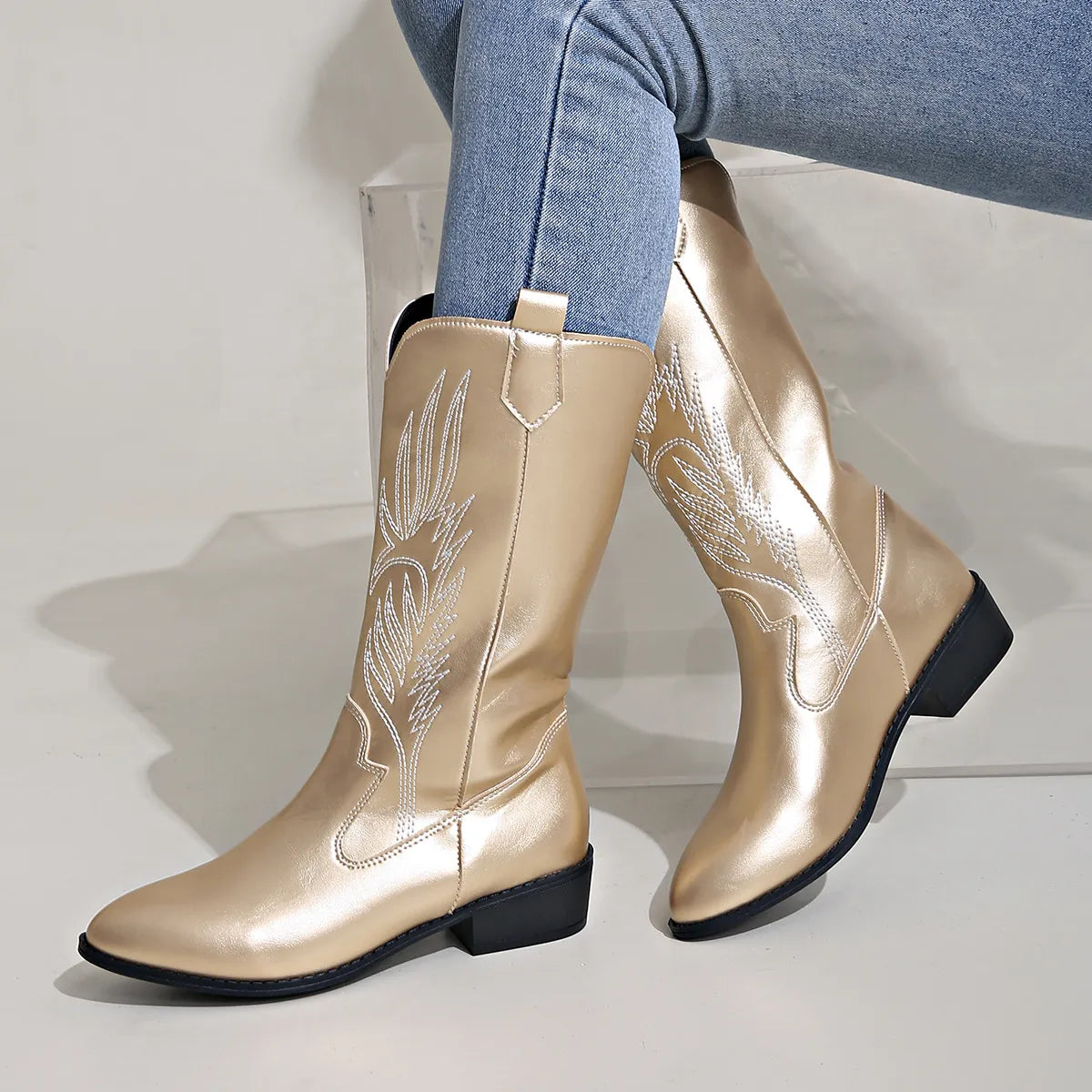 Valenzora - PU leather cowboy boots with soft lining