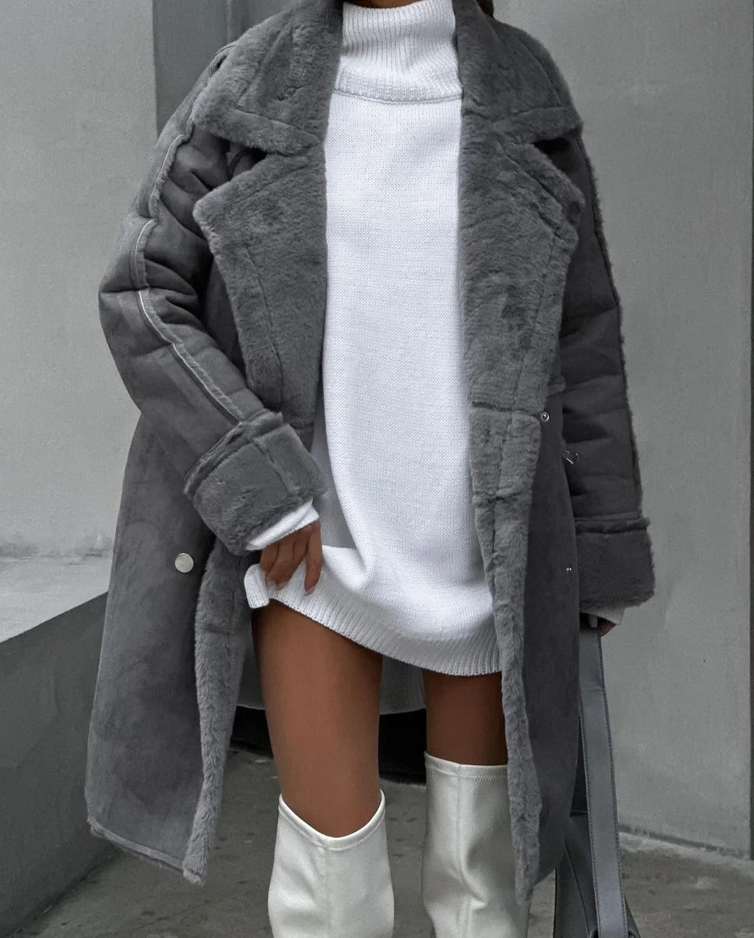 Valenzora | Loose teddy jacket made of lambswool with a casual collar