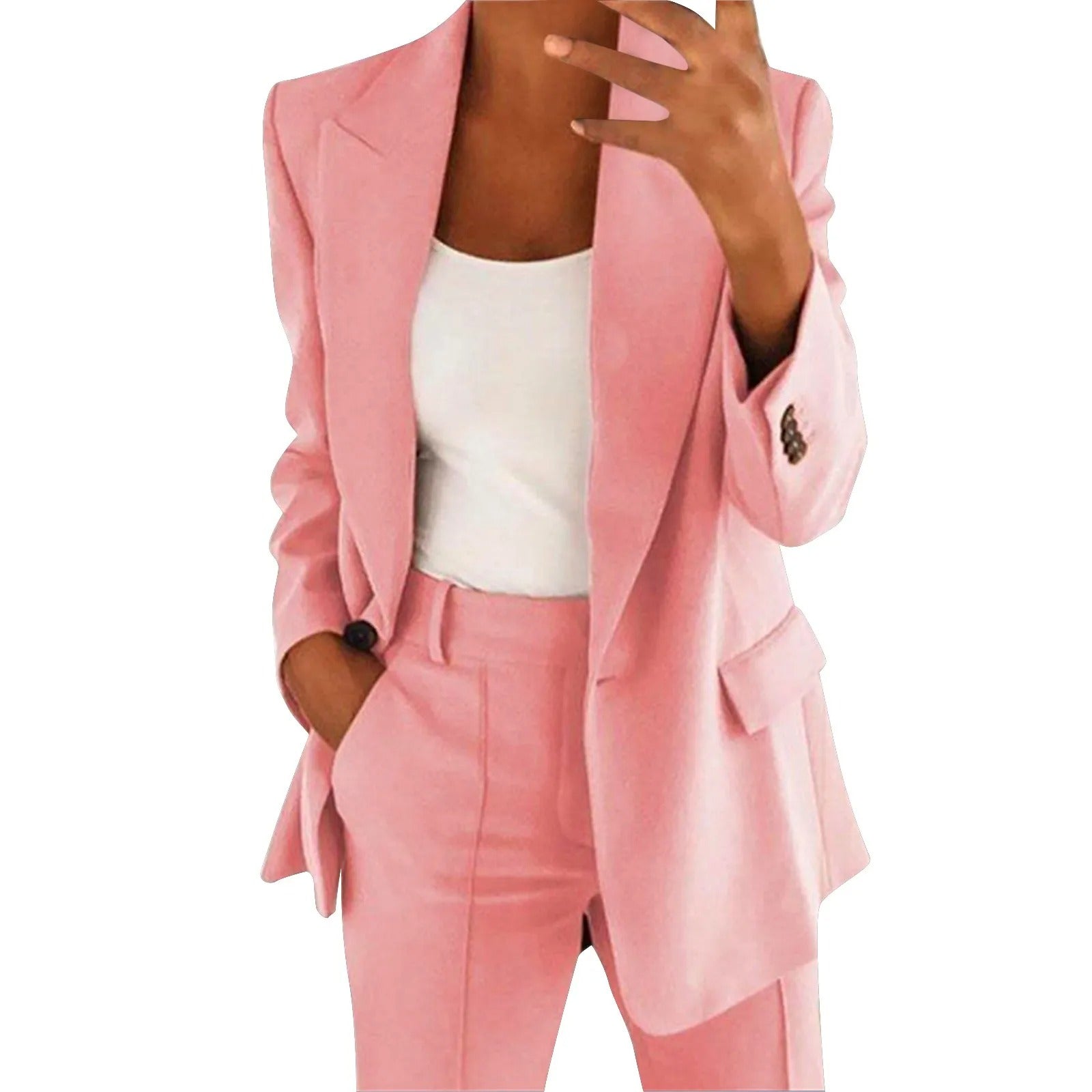 Valenzora | Women's suit with blue jacket and plain trousers