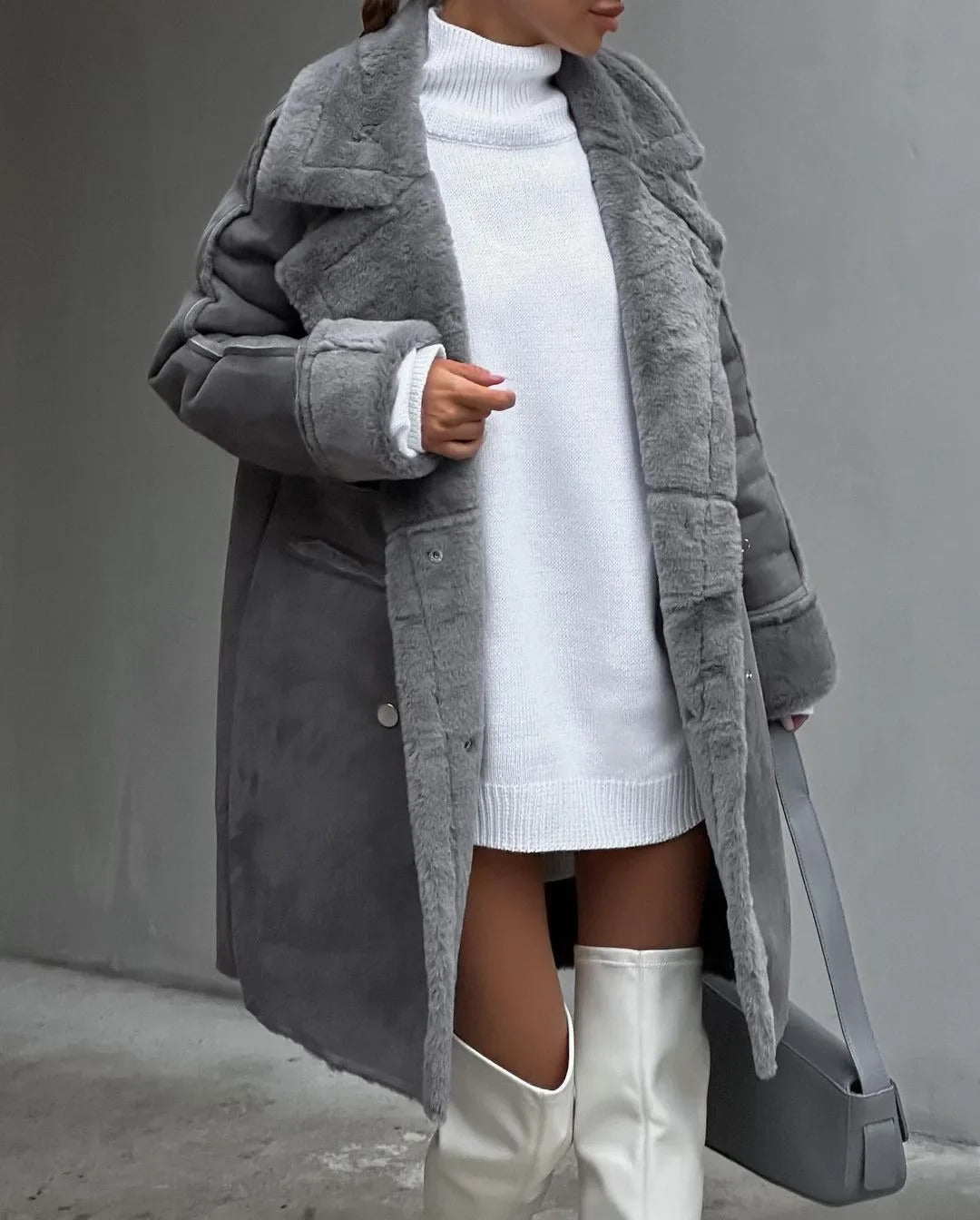 Valenzora | Loose teddy jacket made of lambswool with a casual collar