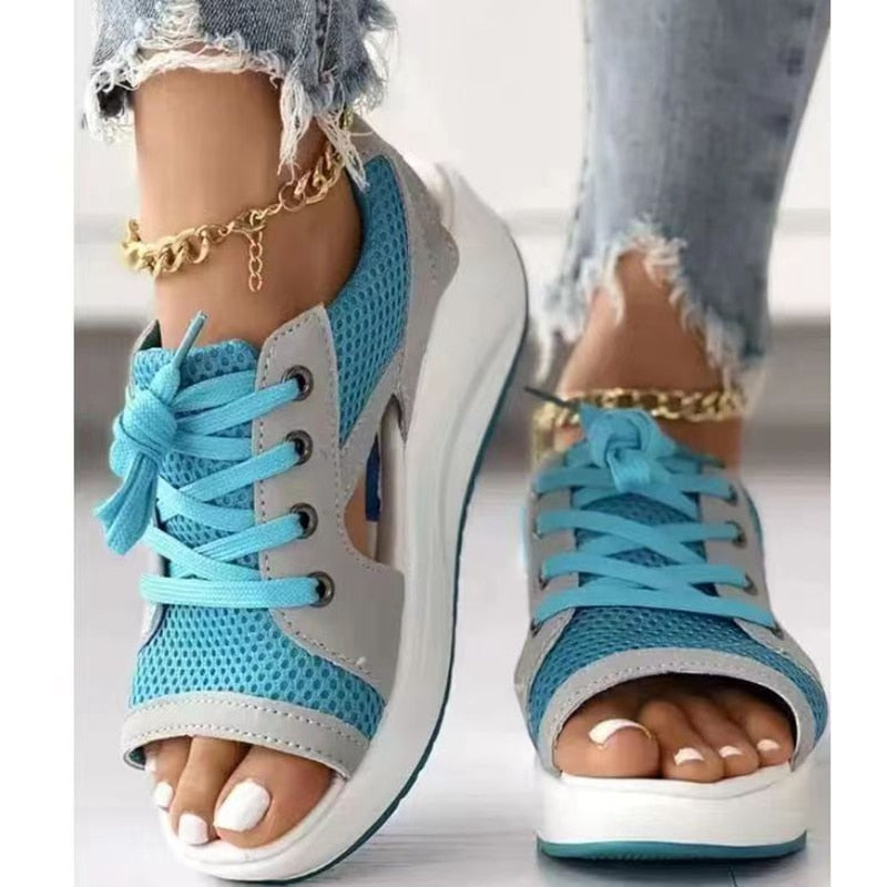 Gina™ - Sandals with contrasting lace-up neckline Last Day Discount]
