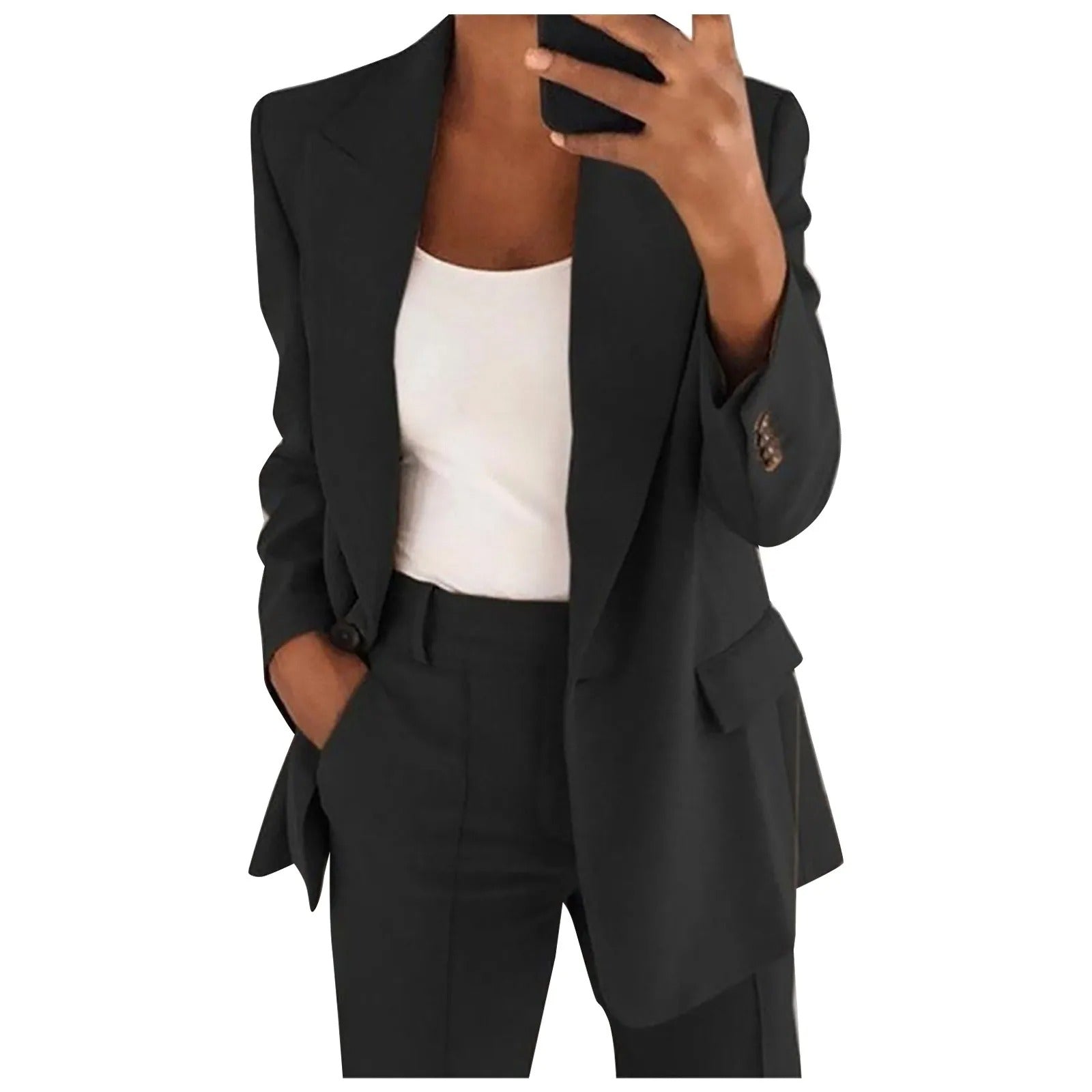 Valenzora | Women's suit with blue jacket and plain trousers