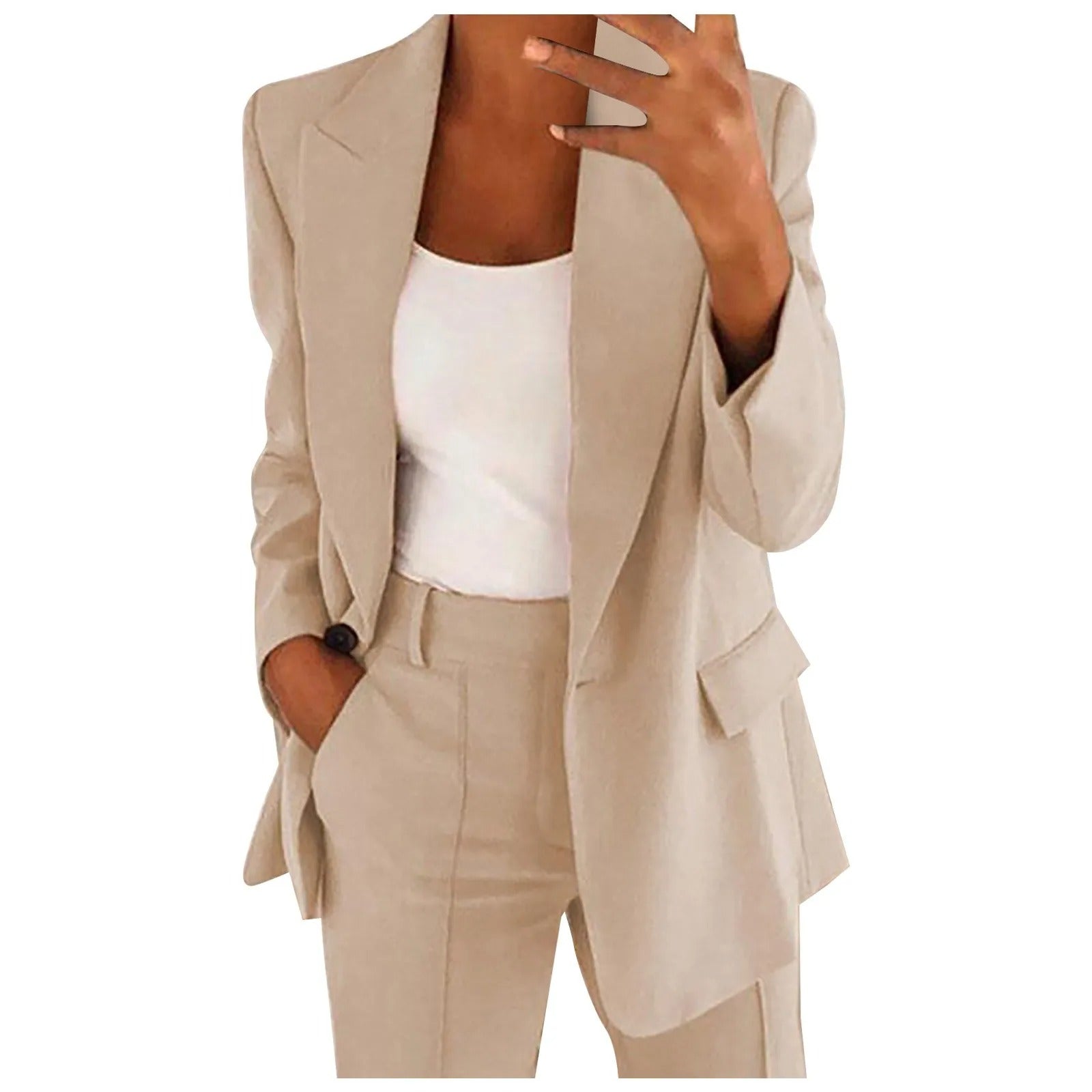 Valenzora | Women's suit with blue jacket and plain trousers