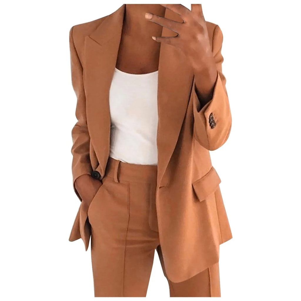 Valenzora | Damenanzug mit blauer Jacke und schlichter Hose