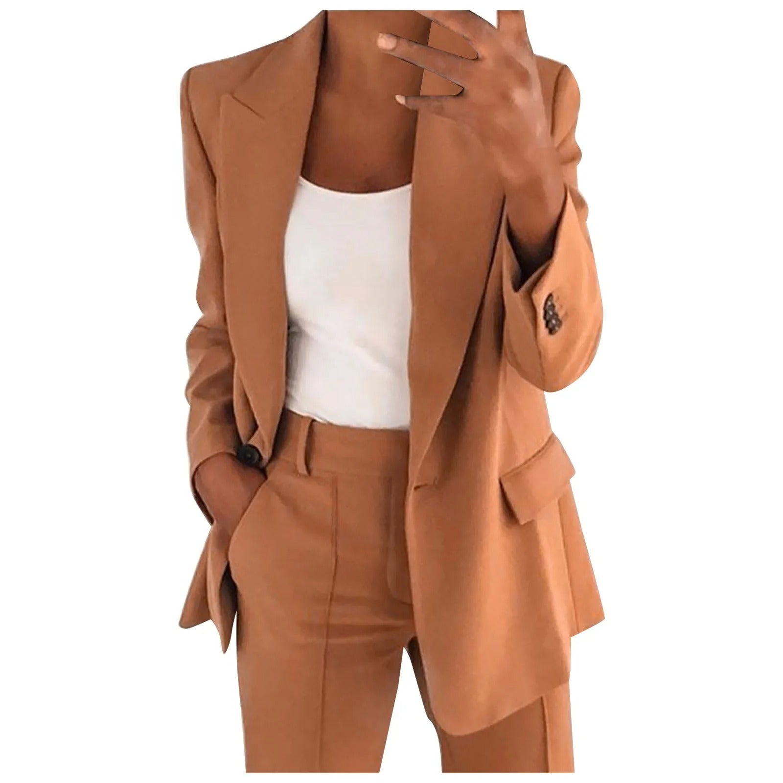 Valenzora | Women's suit with blue jacket and plain trousers