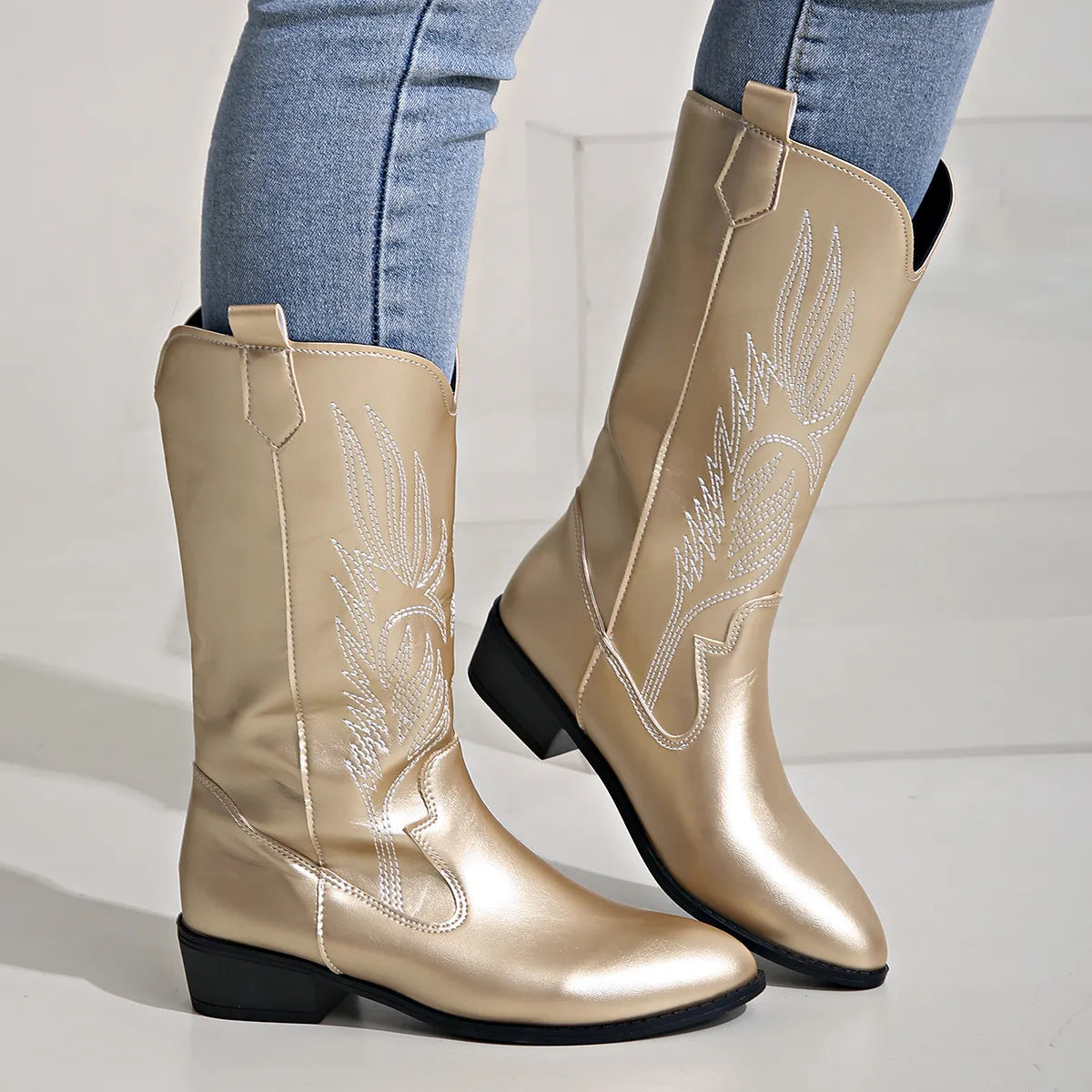 Valenzora - PU leather cowboy boots with soft lining