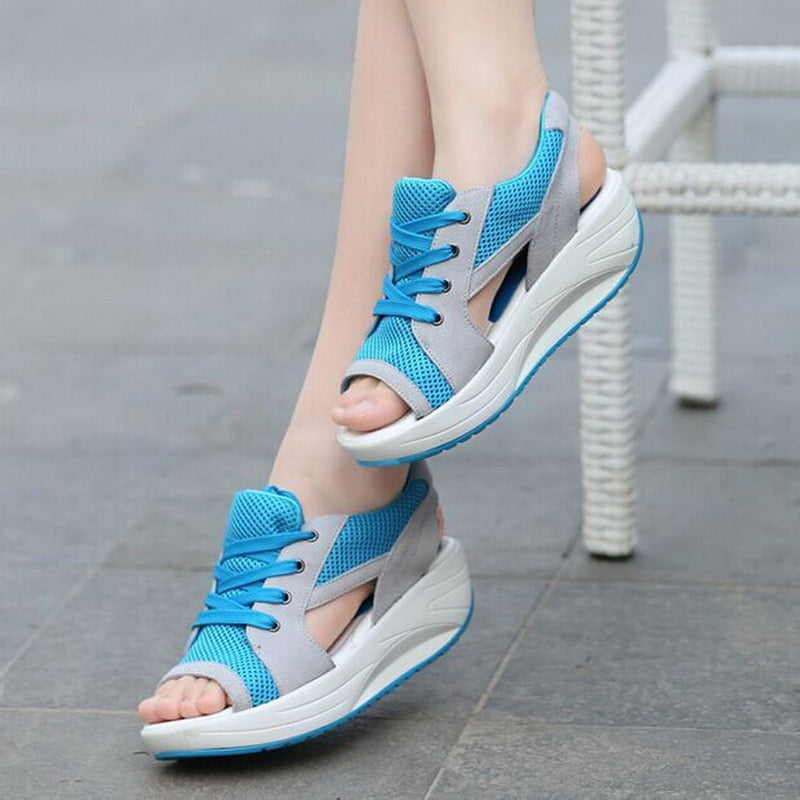 Gina™ - Sandals with contrasting lace-up neckline Last Day Discount]