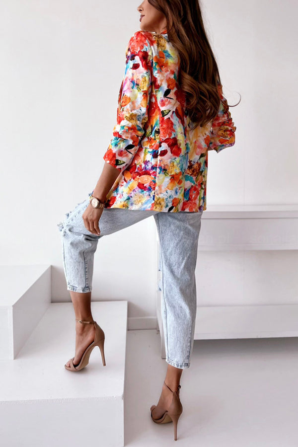 Valenzora | Free and Genuine Floral Lapel Leisure Suit Blazer
