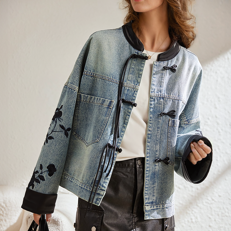 Valenzora | Vintage floral denim jacket