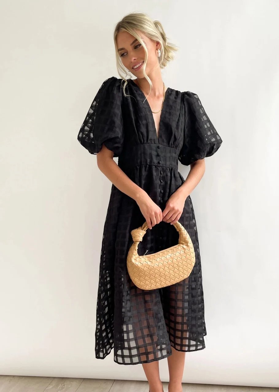 Valenzora | Midikleid mit Puffärmeln