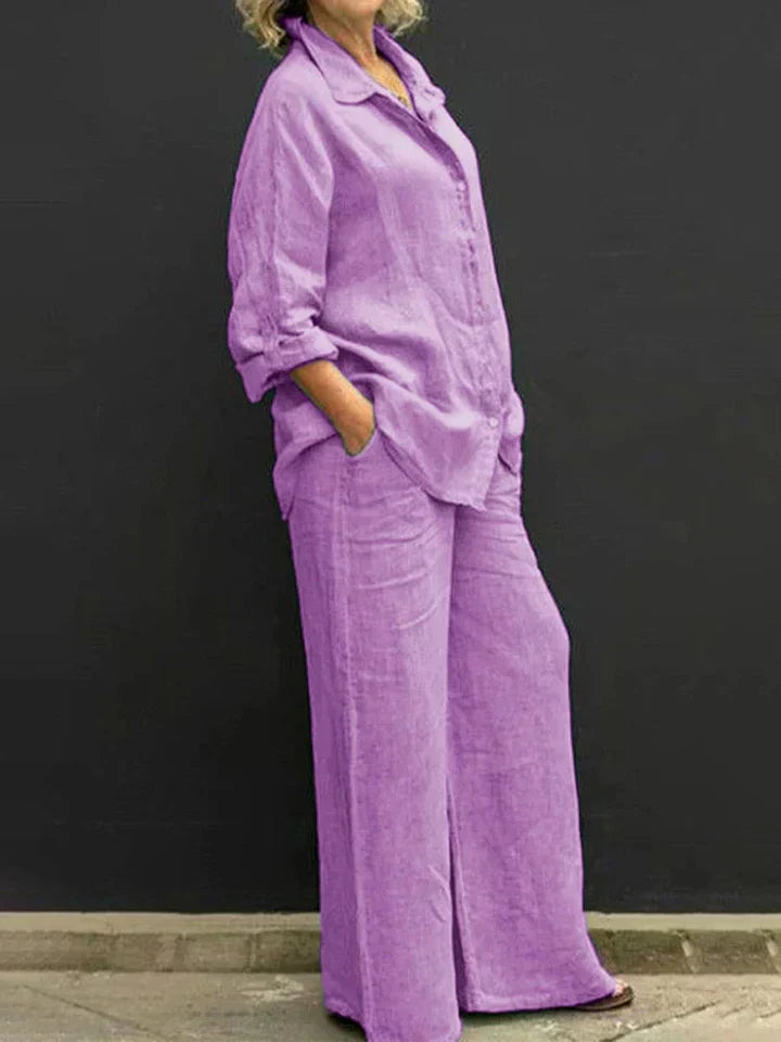 Valenzora | Linen ensemble with button placket