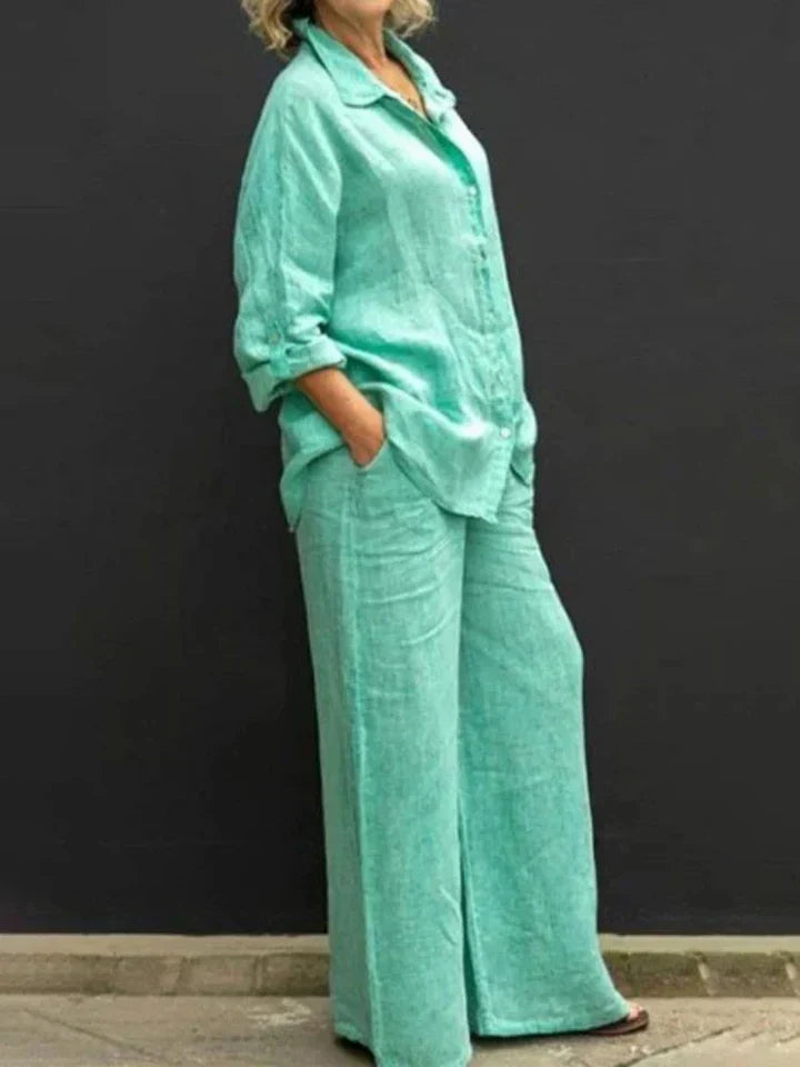 Valenzora | Linen ensemble with button placket