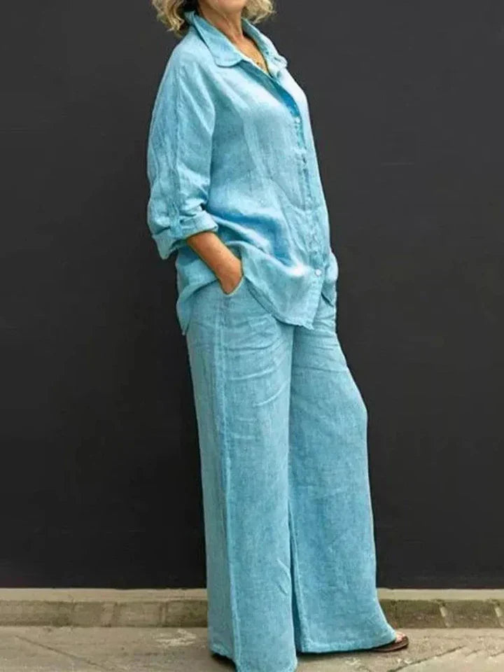 Valenzora | Linen ensemble with button placket