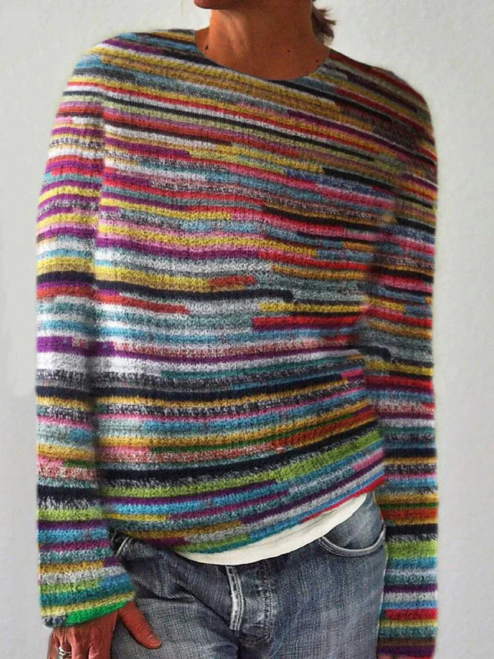 Valenzora - Unique striped long-sleeved sweater