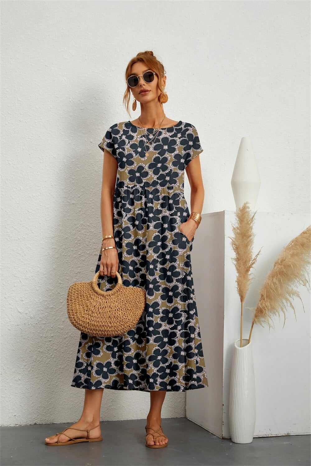 Valenzora | Flowing Floral Midi Dress for Women