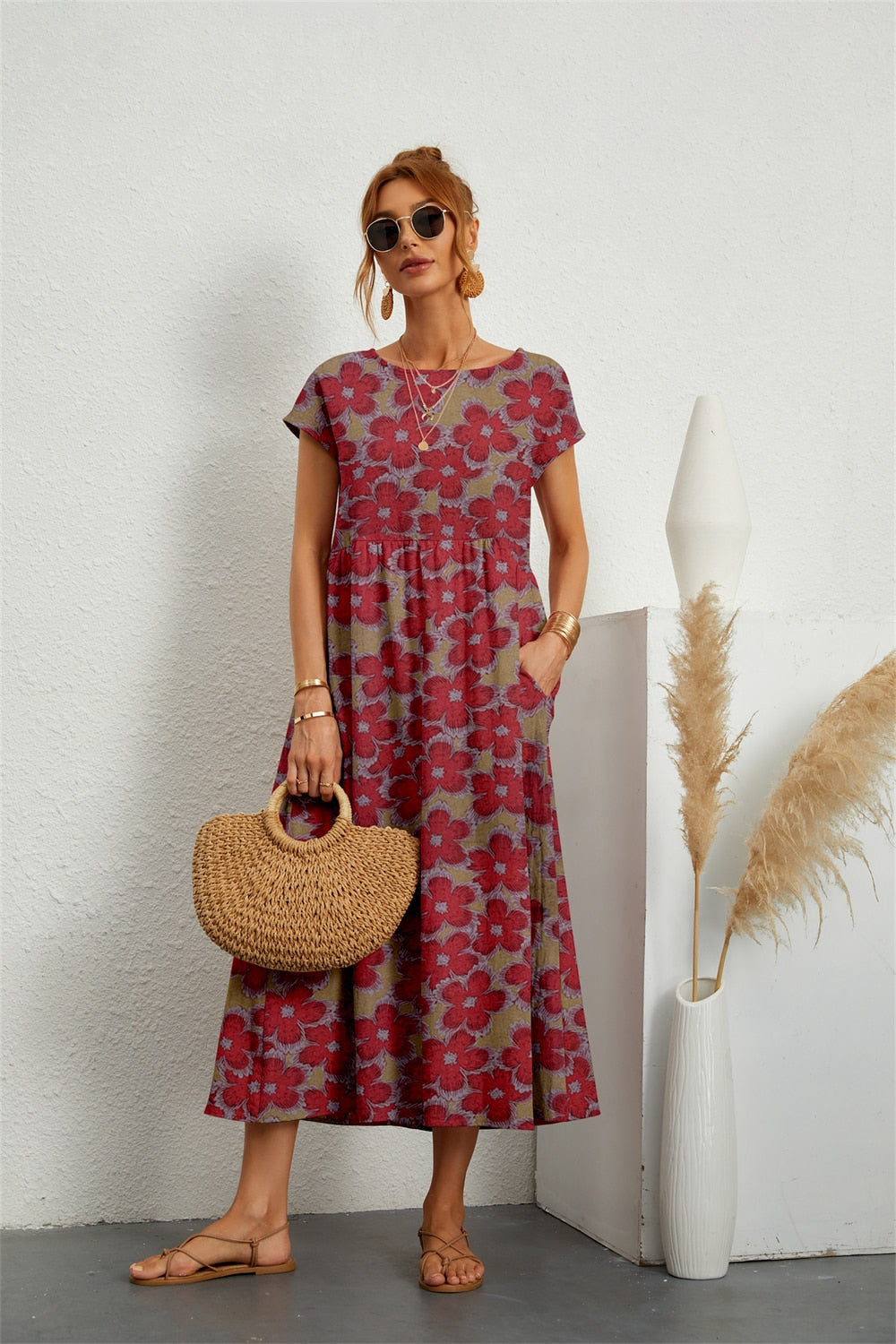 Valenzora | Flowing Floral Midi Dress for Women