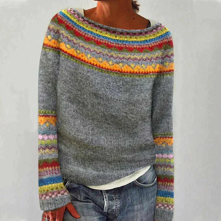 Retro Langarm-Pullover mit Print