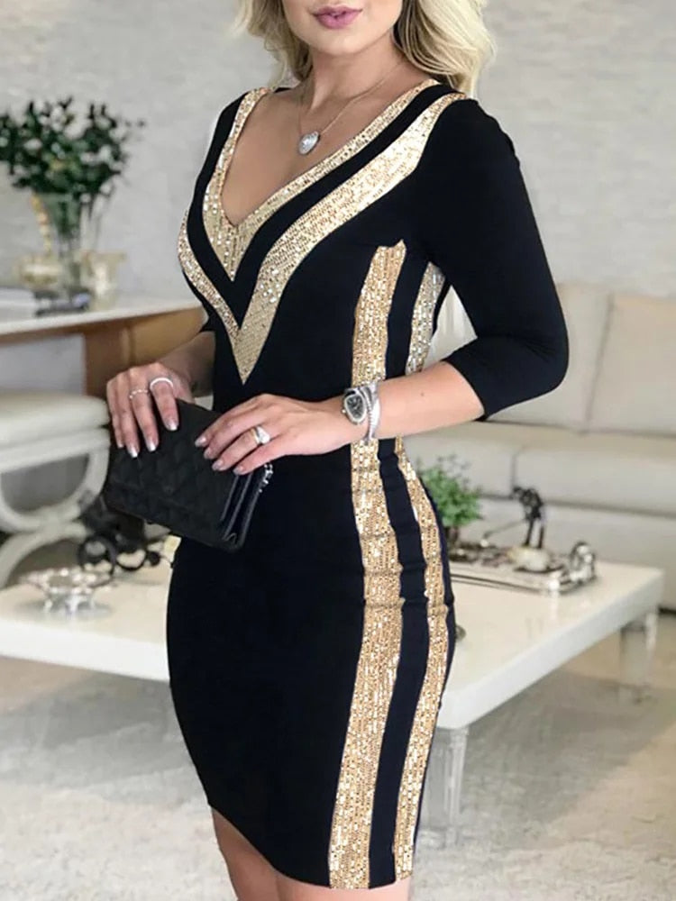 Valenzora – Buntes gestreiftes Band-Bodycon-Kleid