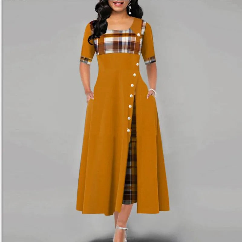 Valenzora - Checkered dress with half sleeves