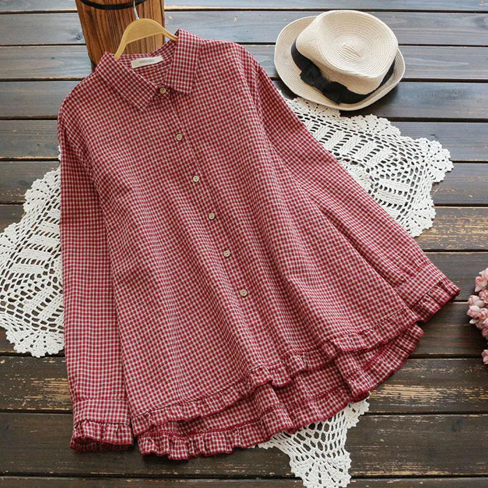 Valenzora | Checked Oversized Linen Shirt