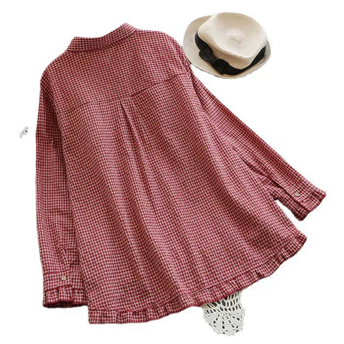 Valenzora | Checked Oversized Linen Shirt