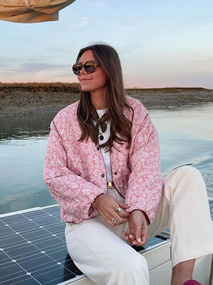 Valenzora | Rosa Sommerjacke Mit Print