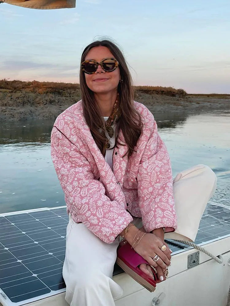 Valenzora | Rosa Sommerjacke Mit Print