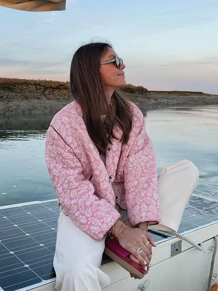 Valenzora | Rosa Sommerjacke Mit Print