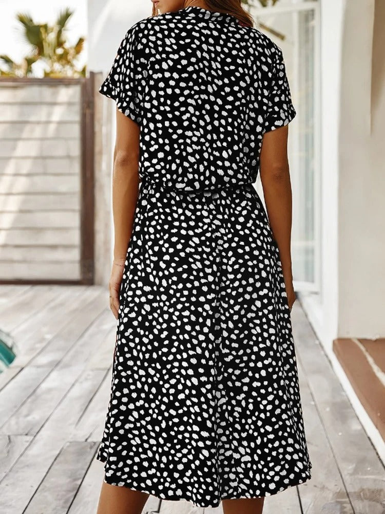 Valenzora Casual Dress | Polka Dot Short-Sleeved Summer Dress