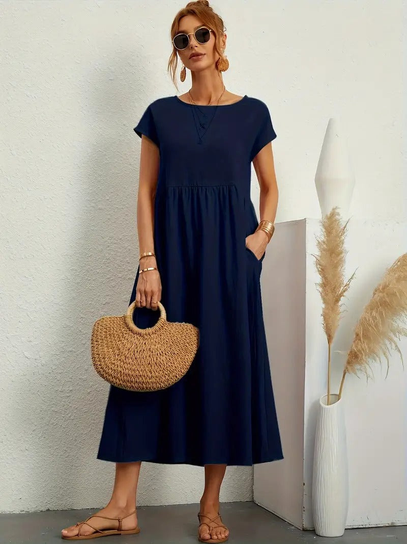Valenzora | Sophisticated linen summer dress with practical pockets