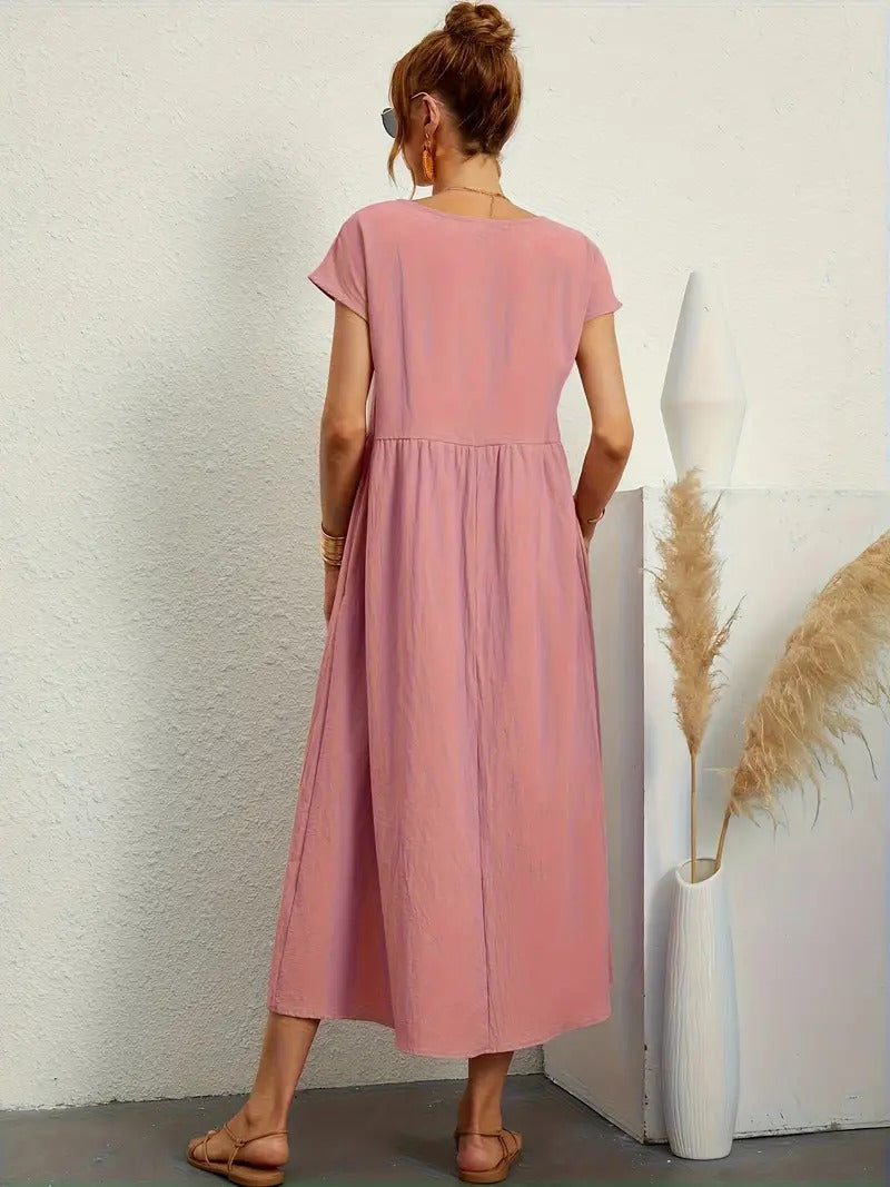 Valenzora | Sophisticated linen summer dress with practical pockets