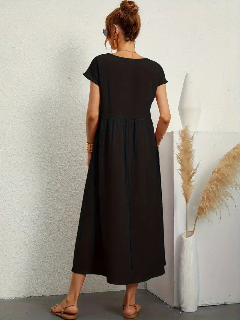 Valenzora | Sophisticated linen summer dress with practical pockets