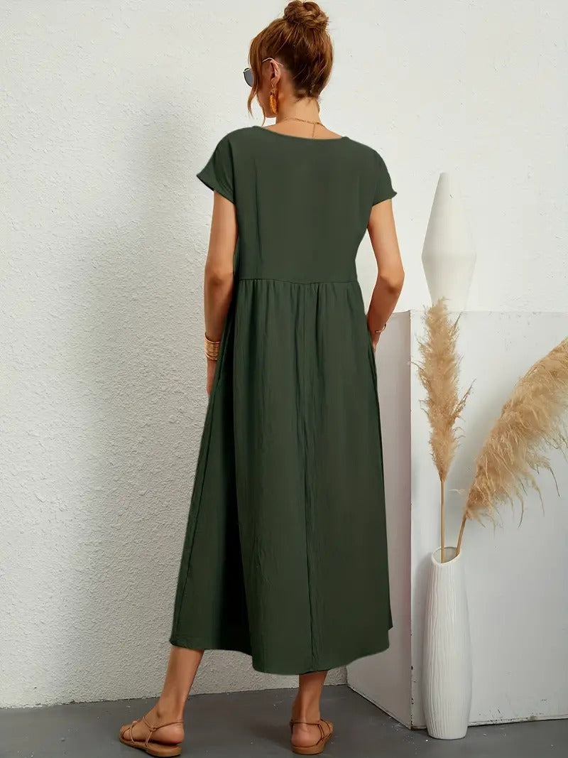 Valenzora | Sophisticated linen summer dress with practical pockets