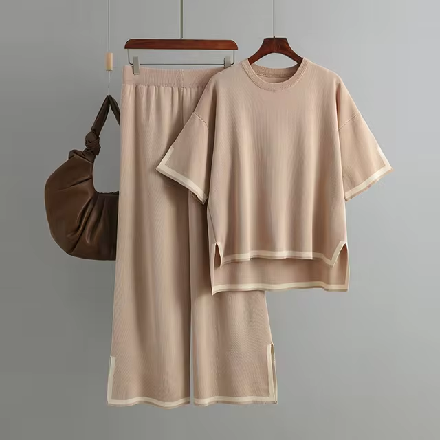 Valenzora | Elegant short-sleeved two-piece set made of ice silk